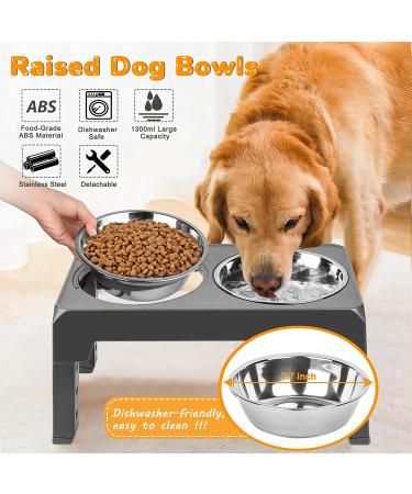 URPOWER Elevated Dog Bowls | Height Adjustable Raised Stand with 2 Stainless Steel Bowls | Non-Slip Stand for Small Medium Large Dogs and Pets | Grey - Buy Online on GoSupps.com