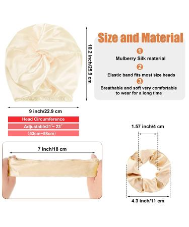 6-Piece Silk Bonnet & Scrunchies Set for Women - Beige/Pink/Rose Gold | Silk Hair Wrap & Scrunchies for Sleeping - Hair Care Accessories - Buy Online on GoSupps.com