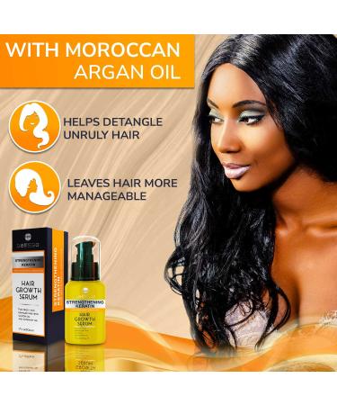 Keratin Hair Serum with Moroccan Argan Oil - Heat Protectant for All Hair Types - Anti Frizz Control Treatment for Women and Men - Buy Online on GoSupps.com