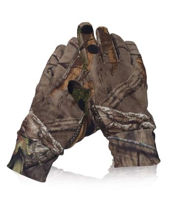 Camo Hunting Gloves Lightweight Pro Anti-Slip Shooting Gloves Breathable Full Finger/Fingerless Gloves Outdoor Hunting Camouflage Gear Archery Accessories for Turkey Deer Hunting Fishing Airsoft Camo-M