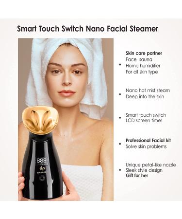 Nano Ionic Facial Steamer - LCD Display, Hot Mist Hydrating Moisturizer for Unclogging Pores, Home Spa Quality, Black Gold - Buy Online on GoSupps.com