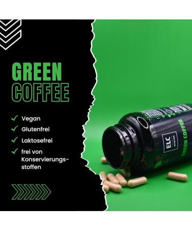 Elc Nutrition Green Coffee 180 Capsules - 1600mg Pure Green Coffee Extract No Artificial Flavors Preservative-Free for Optimal Weight Management - Buy Online on GoSupps.com