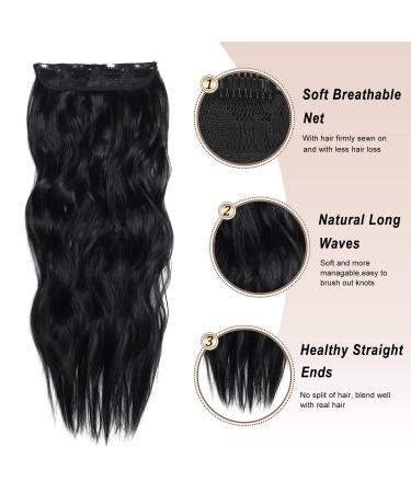 Faelbaty 20 Inch Black Curly Hair Extensions - Thick Wave Wig 4pcs Synthetic Fiber (1B#) - International Shipping Available - Buy Online on GoSupps.com