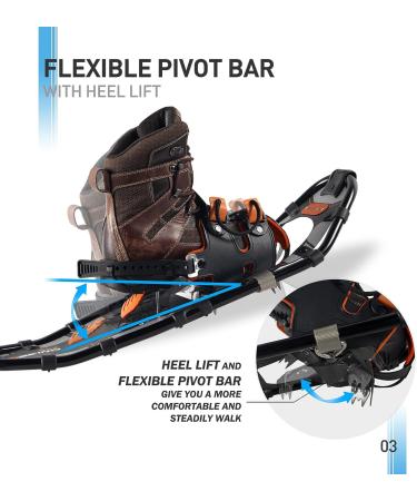 G2 25 Inches Light Weight Snowshoes Set with Trekking Poles and Carrying Bag - Orange, 200lb Capacity - Buy Online on GoSupps.com