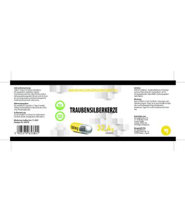 Grape Silver Candle (Black Cohosh) Root Extract 100mg - 120 Vegan Capsules | Standardized 5% Triterpene Glycosides | Lab Tested - Buy Online on GoSupps.com