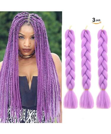 Just Another One 24inch Hair Extensions for Jumbo Braiding Colourful Pre Stretched Hair Heat Resistant Yaki Synthetic African Box Braids Crochet Twist hair for Women Girls & Unisex Purple - Buy Online on GoSupps.com