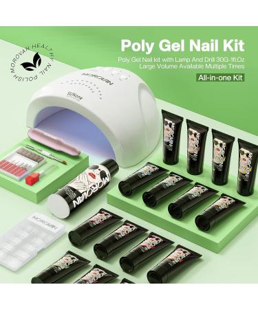 Morovan Poly Gel Nail Kit with UV Lamp, Drill & 15 Colors - All-in-One Poly Gel Kit for Nail Extensions | 30g Poly Gel & 100Pcs Dual Forms Included - Buy Online on GoSupps.com