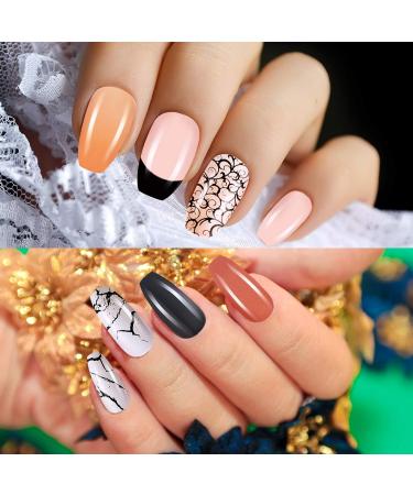 Maitys 216 Pieces Short Coffin Press on Nails Glitter Glossy Full Cover - Elegant Pattern False Nails for Nail Salon & DIY Decoration - Buy Online on GoSupps.com
