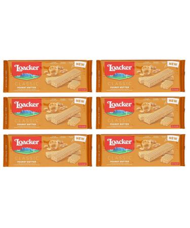 Loacker Wafer Lot de 6 gaufres classiques au beurre de cacahuète avec crème d'arachide 175 g