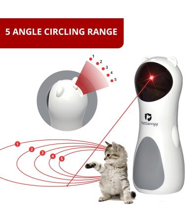PetSavvyy Cat Laser Toy Automatic Portable Interactive Toy for Indoor Cats - Auto ON/OFF with Timer 3 Modes + 5 Angle Adjustable Height Silent Motor USB Powered/Batteries - Buy Online on GoSupps.com