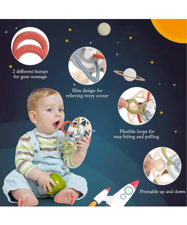 Zooawa Baby Teether - BPA-Free Silicone Sensory Toy for Teething Relief | Rattles & Chew Toy for 3-6 Months+ - Easy-to-Hold Beige - Buy Online on GoSupps.com