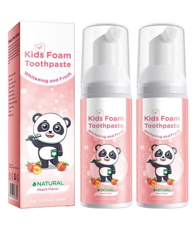 Fruga children foam toothpaste children's toothpaste for U-shaped toothbrush toothpaste with natural formula oral care toothpaste for children (peach 2pcsx60ml)