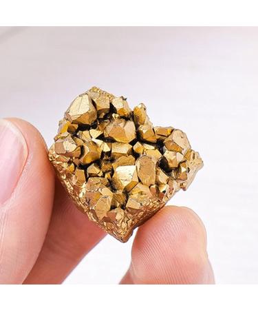 Crystal Geode | Stone Electroplated Golden Crystal - Mineral Crystal Specimen Natural Crystal Raw Gemstones Cluster for Home Decoration Crafts - Buy Online on GoSupps.com