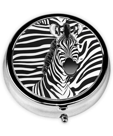 Zebra Print Mini Round Pill Box | 3 Compartment Portable Organizer for Travel Home & Office - Buy Online on GoSupps.com