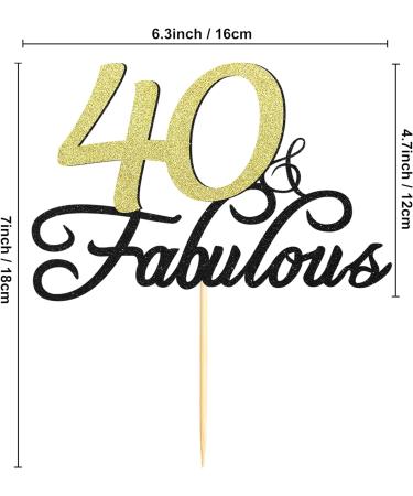 Sumerk Glitter 40 & Fabulous Cake Topper 40th Birthday Cake Picks 40th Anniversary Cake Topper Party Decorations Supplies - Buy Online on GoSupps.com