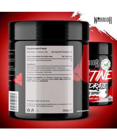 Warrior Creatine Monohydrate Powder 300g - Micronised for Easy Mixing - Savage Strawberry Flavor - Buy Online on GoSupps.com