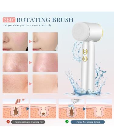 Facial Cleansing Brush Electric USB Rechargeable Face Brush with 6 Exfoliating Brush Heads Face Exfoliator Brush with 3 Speed Levels LCD Display 360 Rotating Facial Brush for Facial Cleaning - Buy Online on GoSupps.com