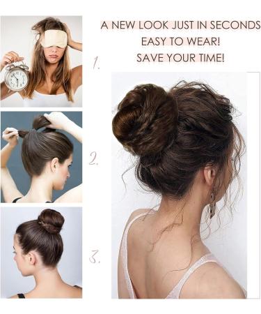 Light Pink Messy Hair Bun Scrunchie Extension - Curly Wavy Chignon Updo Hairpiece for Women - Buy Online on GoSupps.com