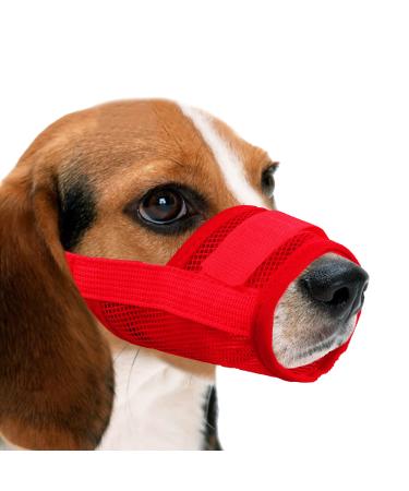Yaodhaod dogs muzzle nylon mesh breathable and convenient fast-sitting dog injection with adjustable straps biting chewing and barking (XXL red) XXL red