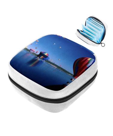 GIAPB Sanitary Napkin Storage Bag Period Bag Tampon Bag Makeup Bag Pad Pouch Balloon Hotair Landscape Color1456