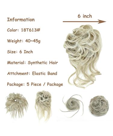 Fulang Hair 5/Pack Large Wavy Bun Hair Parts with Rubber Bands - Messy Updo Extensions for Women (18t/613#) - Buy Online on GoSupps.com