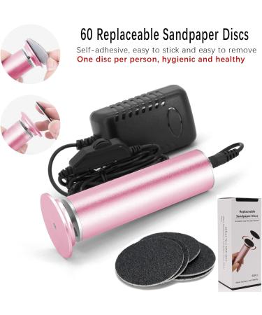 Speed Adjustable Electric Foot File Hard Skin Remover with 60pcs Sandpaper Disks - Professional Pedicure Callus Remover (Pink) - Buy Online on GoSupps.com