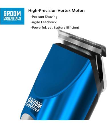Groom Essentials Rechargeable Hair & Beard Trimmer for Men | Pro Clipper & Travel Kit with 3 Guides | Mustache & Face Razor - Buy Online on GoSupps.com