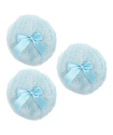 Housoutil Houppettes Poudre B b 3 Pcs Ronde Coton Doux Bleu N ud Confortable pour Soin Apr s Bain Usage Voyage 10x10x3cm Bleu Ciel