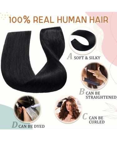 Clip-In Real Hair Extensions | Affordable #1 Black Remy Human Hair | 40cm - 45g | 5 Clips - Buy Online on GoSupps.com