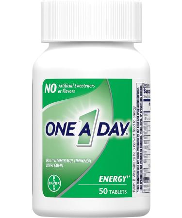 One A Day Energy Multivitamin Supplement - 50 Count Tablets with Vitamin A, C, D, E, Zinc for Immune Health Support and Caffeine, Biotin, B6, B12 for Energy Boost - Buy Online on GoSupps.com