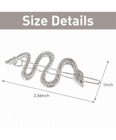 Framendino 2 Pack Silver Crystal Snake Hair Clip - Rhinestone Barrettes for Women & Girls | Metal Hairpins Accessories - Buy Online on GoSupps.com