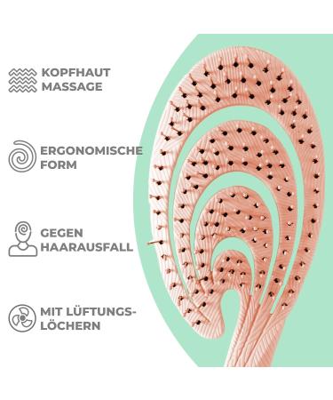 Ninabella Bio Hairbrush - Eco-Friendly Detangler for Curls & Long Hair | Recycled Material - Red Gold - Perfect for Women Men & Children - Buy Online on GoSupps.com