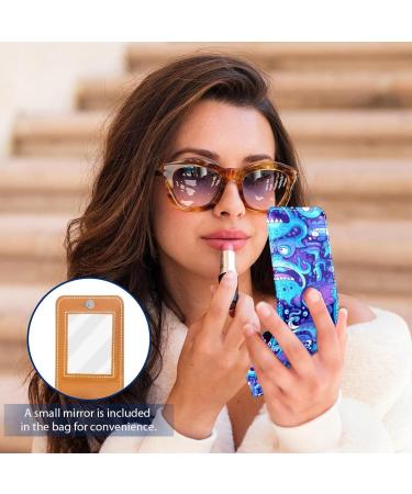 Travel Lipstick Organizer Case - Portable Makeup Bag with Mirror | Abstract Blue Cartoon Dinosaur Design - Buy Online on GoSupps.com