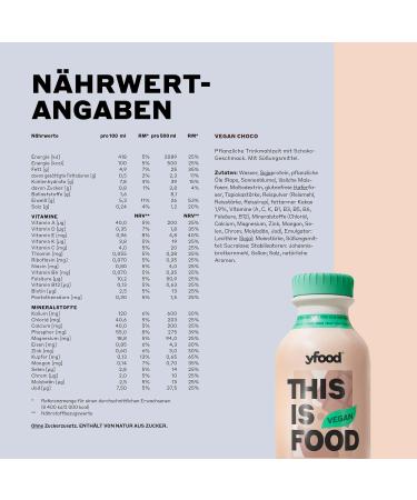 Yfood Vegan Meal Replacement Drink Trial Package | Sugar-Free Gluten-Free 25g Protein 26 Vitamins & Minerals (5 x 500ml) - Buy Online on GoSupps.com