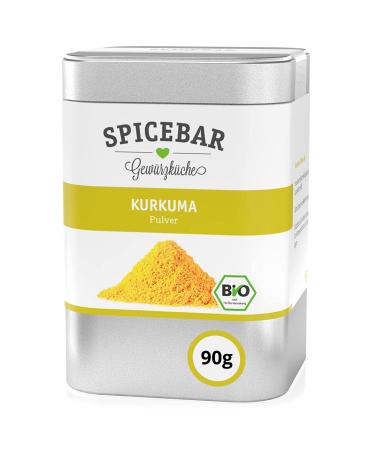 Spicebar - turmeric - Bio turmeric powder from India with a high curcumin content - Premium curcuma spice ground in the professional trivial (90g) 90.0 gramm