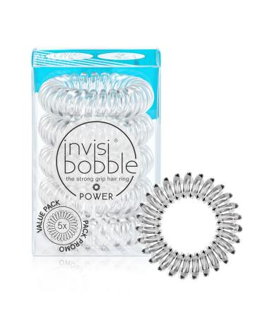 Invisibobble Power Strong Grip Hair Ring Crystal Clear 5 Pack