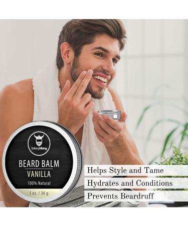 Striking Viking Beard Oil and Balm - Leave-In Conditioner for Beards and Mustaches - All-Natural Argan and Jojoba Oils - Vanilla Scent - 0.50 Fl Oz - Buy Online on GoSupps.com