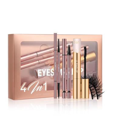 Complete Eye Make-Up Set Gift for Women & Girls - 4 Piece Eyeliner Mascara Eyebrow Pencil & False Eyelashes - Buy Online on GoSupps.com