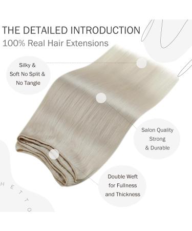 Hetto Blond Remy Hair Extensions #60 - Smooth White Blonde 40cm 80g - Premium Quality & Recovery Tress for Ultimate Shine - Buy Online on GoSupps.com