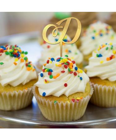 Initial D Cupcake Toppers Single Letter Monogram Name For Wedding Bridal Shower Cake Decorations Funny Branches Leaf Custom Any Initial Birthday Gifts 6PCS Style-6 - Buy Online on GoSupps.com