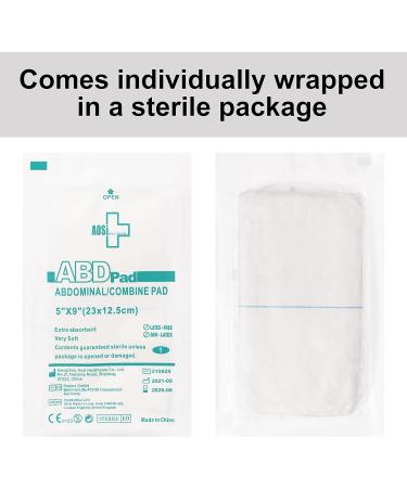 Sterile ABD Combine Pads - 25 Count, 5x9 Individually Wrapped, Absorbent First Aid Pads - Buy Online on GoSupps.com