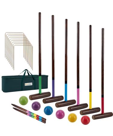 SpexDarxs Six Player Croquet Sets, 32 Croquet Set with Premium Wooden Mallets|Colored Balls|Wickets|Stakes| Carrying Bag, Outdoor Lawn Backyard Game for Kids Adult Family Classic32 inch