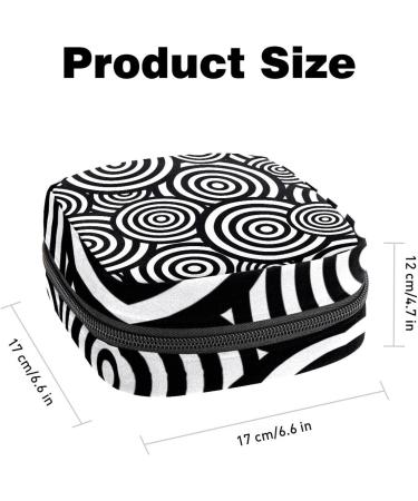 Black and White Geometric Sanitary Napkin Storage Bag - Portable Period Pouch for Women and Teen Girls - Multi-colored - 1Pcs - Buy Online on GoSupps.com