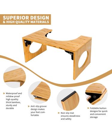 BQYPOWER Bamboo 8 Inch Foldable Toilet Stool - Non-Slip Potty Stool for Adults & Children in Yellow - Buy Online on GoSupps.com