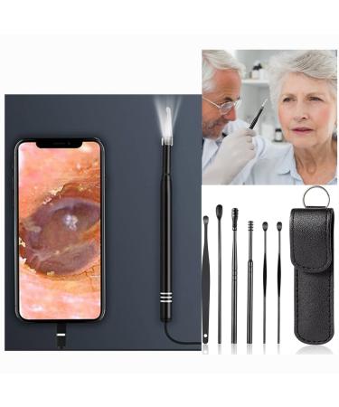Singleagive Ear Wax Removal Tool with Camera 6Pcs Stainless Steel Pick Kit 5.5mm Mobile Phone Scope AN108 Otoscope 6 LED Lights IP67 Waterproof HD Visual Remover Compatible iOS/Android