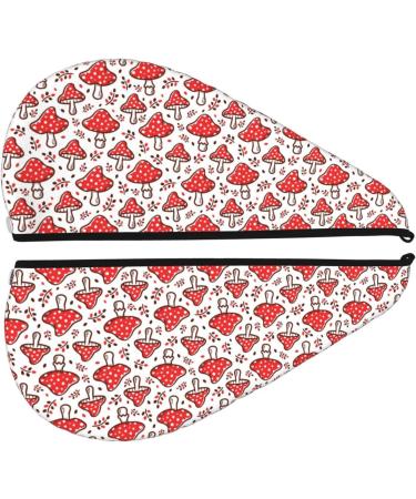 Hair Towel Wrap - Fast Drying Hair Turban with Button | Amanita Red Mushroom Style - Buy Online on GoSupps.com