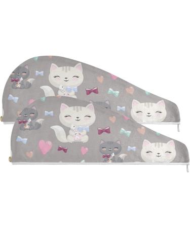 Cat Hair Drying Towels - Microfiber Hair Turbans for Curly Hair | 2 Pack Hair Towel for Women - Fast International Shipping - Buy Online on GoSupps.com