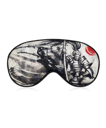 Japanese Samurai Soft Sleep Mask for Women Women Ink Style Breathable Polyester Fabric Blackout Eye Mask for Sleeping with Adjustable Straps No Pressure Eye Mask for Travel Style-2