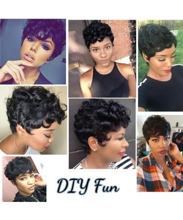 Black Pixie Cut Wig for Women - Short Curly Layered Synthetic Hair Wigs - Buy Online on GoSupps.com