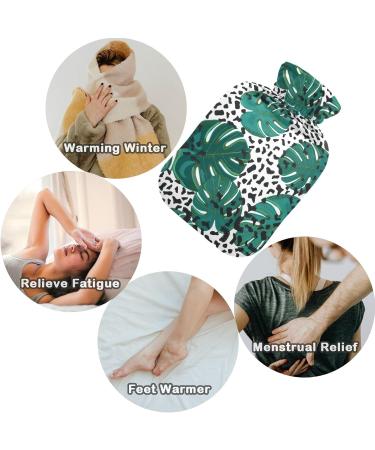 NAANLE Leopard Palm Leaf Hot Water Bottle 2L Large Transparent Heat Relief for Menstrual Cramps & Pain Therapy - Buy Online on GoSupps.com
